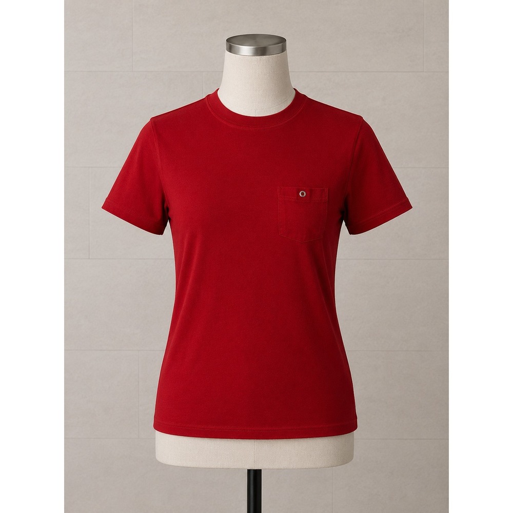 Kim Rogers Red short-sleeved Top - Pocket - Size S 100% Cotton NWT